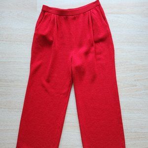 ST. JOHN Collection Marie Gray Santna Knit Pants Pullon Pocket Pleat Front Red